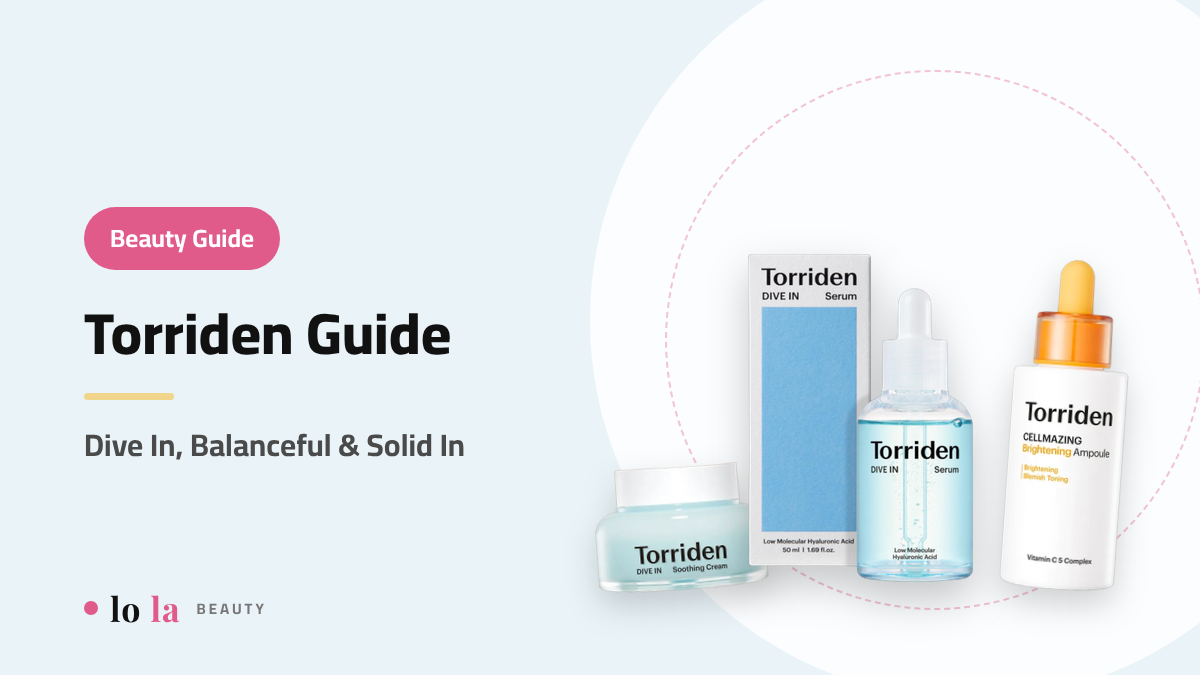 Beauty Guide cover: Torriden guide, Dive In serum, soothing cream and Vita C ampoule