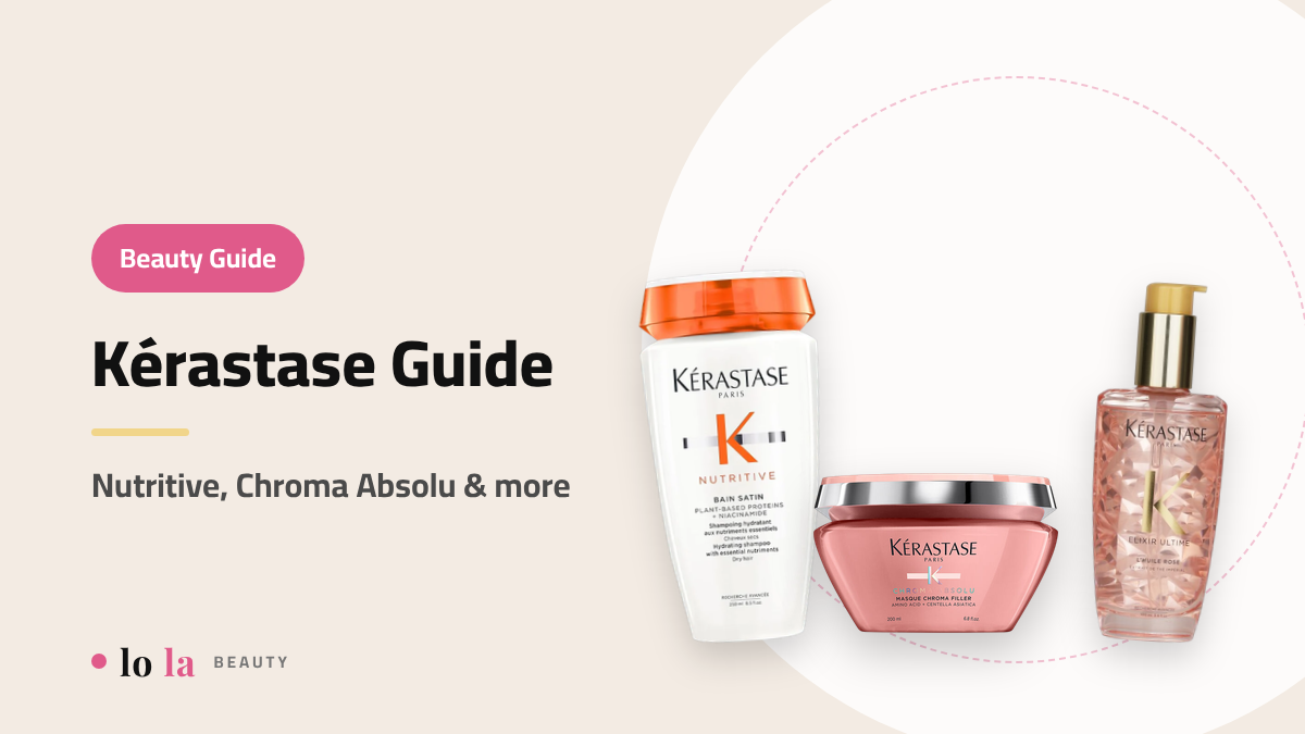 Beauty Guide cover: Kérastase guide, Nutritive shampoo, Chroma Absolu mask and Elixir Ultime hair oil