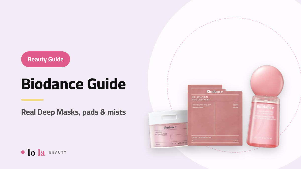 Beauty Guide cover: Biodance guide, Bio Collagen Real Deep Mask, Collagen Gel Toner Pads and Collagen Peptide Jelly Serum Mist