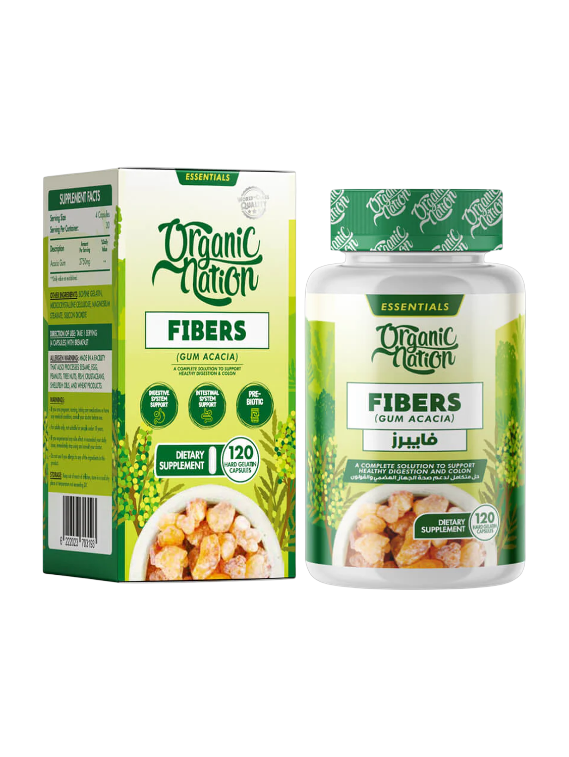 Organic Nation Fibers Gum Acacia 120Capsules