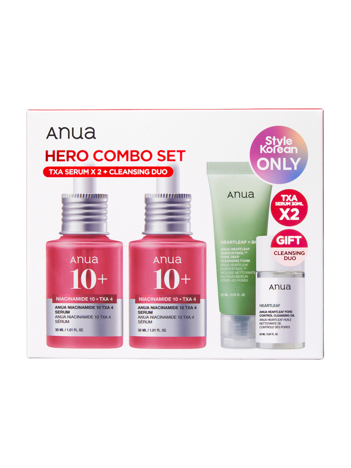 Anua Hero Combo Set - Txa Serum x 2 + Cleansing Duo