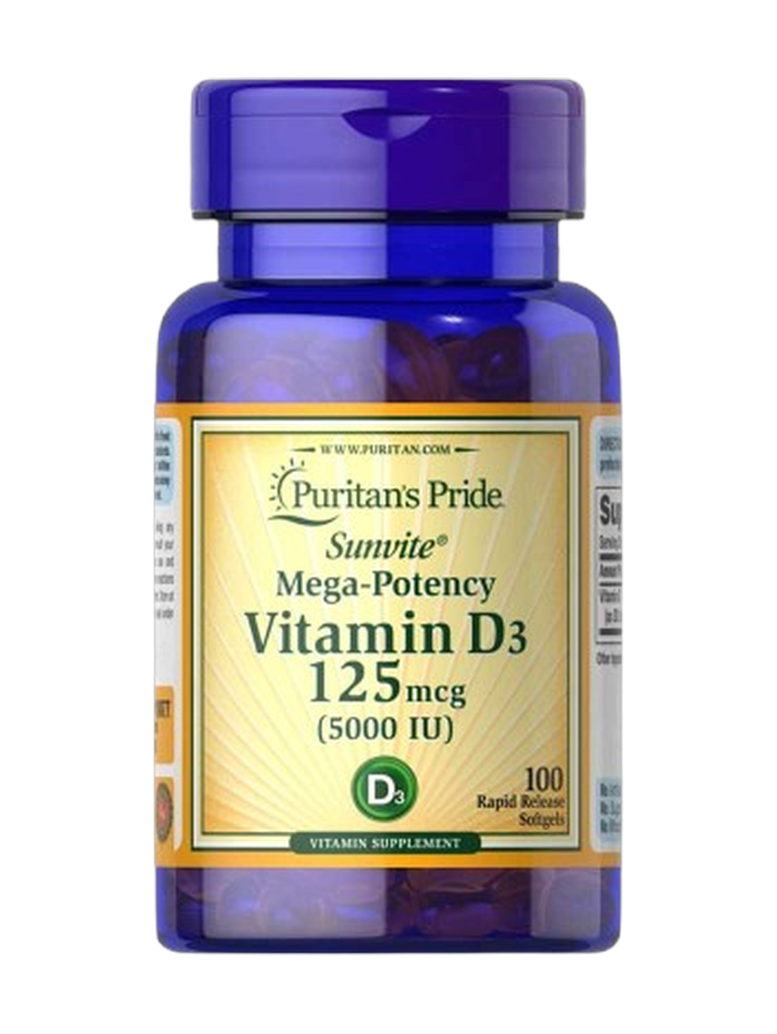 Puritan's Pride Vitamin D3 5,000 IU 100 Softgels