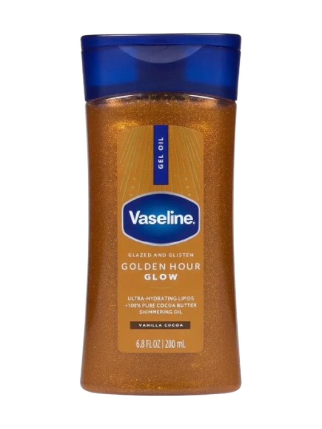 Vaseline Glazed and Glisten Golden Hour Glow Vanilla Cocoa Shimmer Gel Oil 200Ml