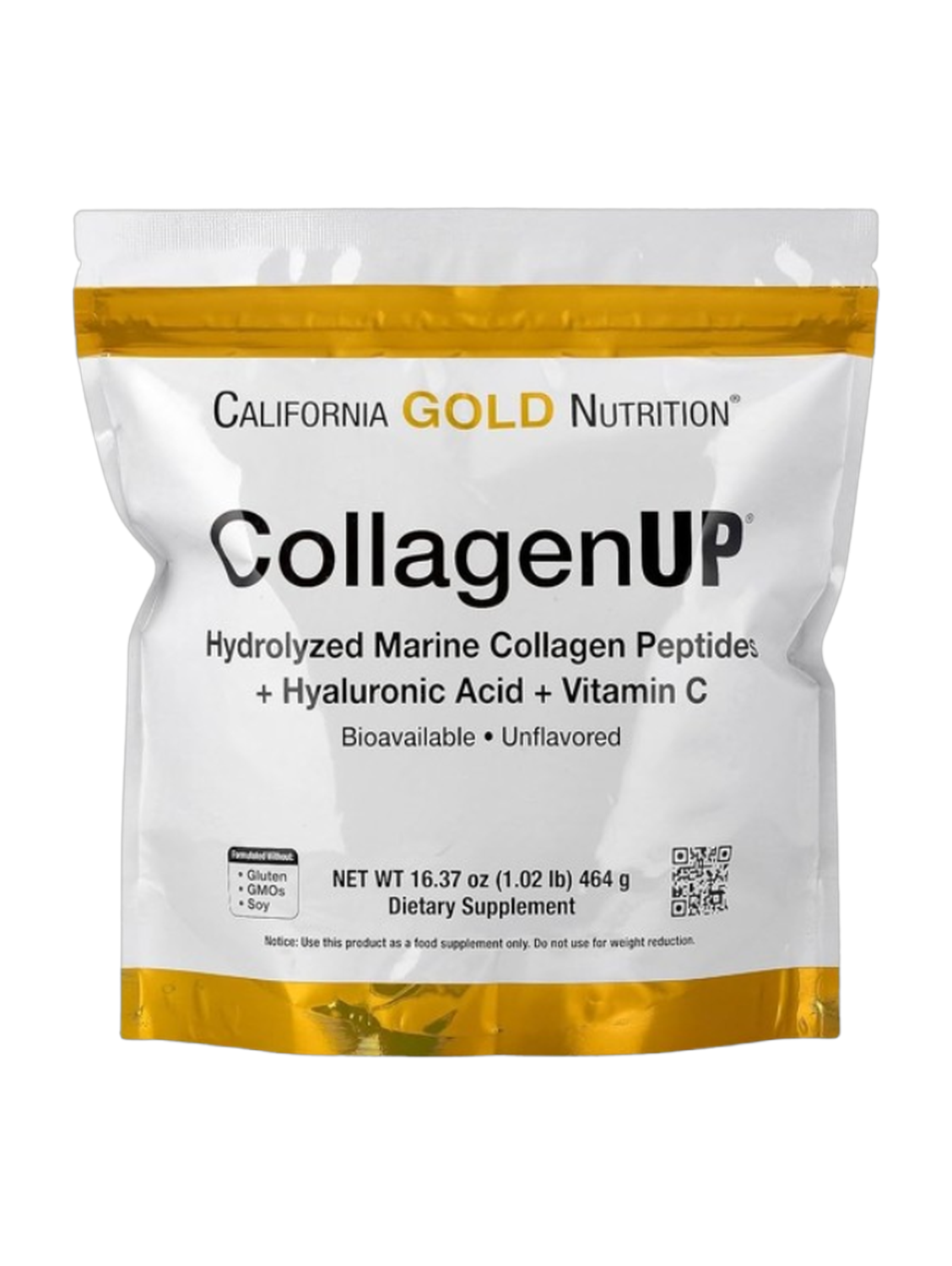 California CollagenUP Peptides Powder with Hyaluronic Acid, Support for Healthy Hair, Skin, Nails, Joints and Bones 464g
