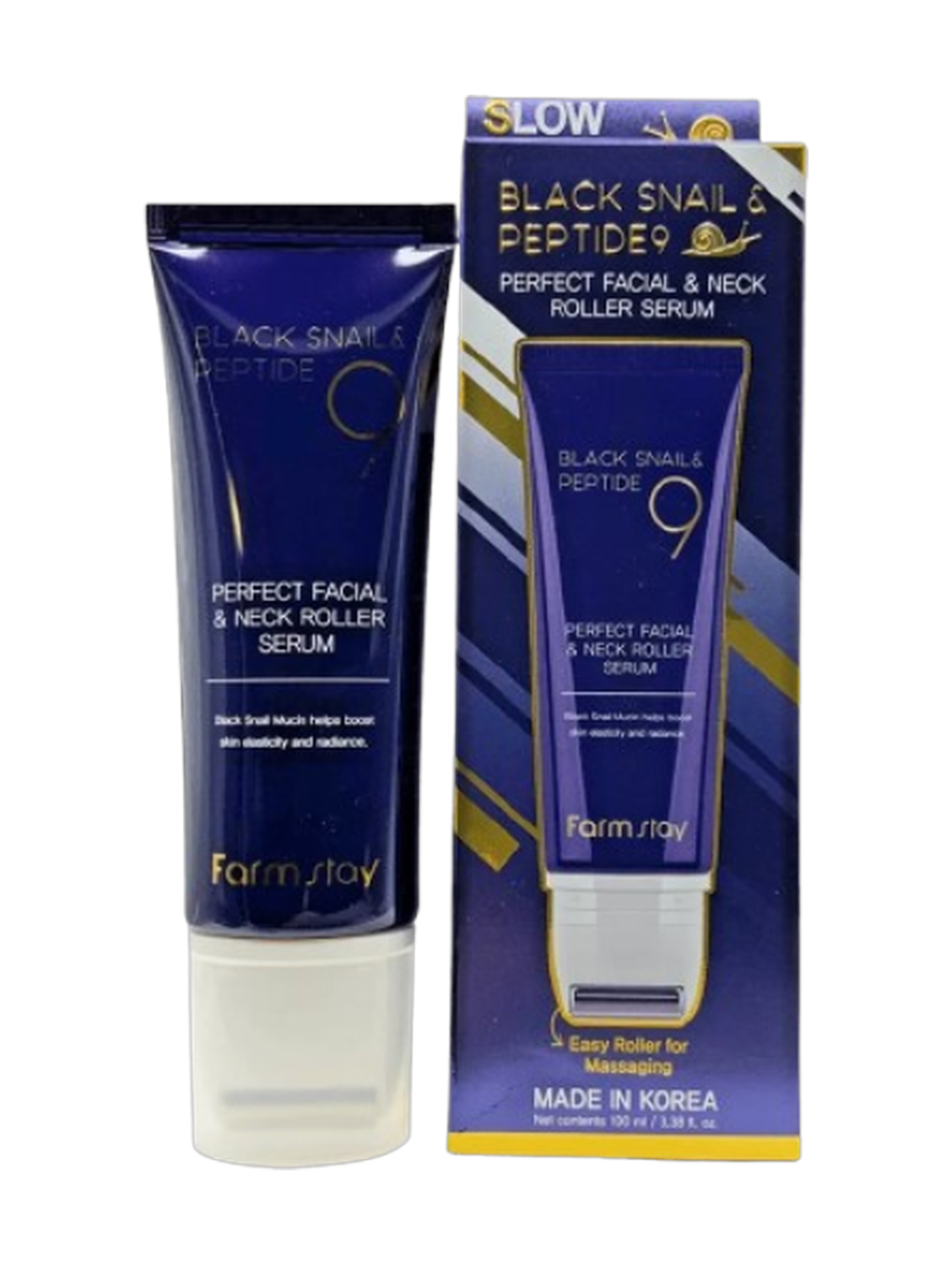 Farmstay Black Snail & Peptide9 Perfect Facial & Neck Roller Serum 100Ml