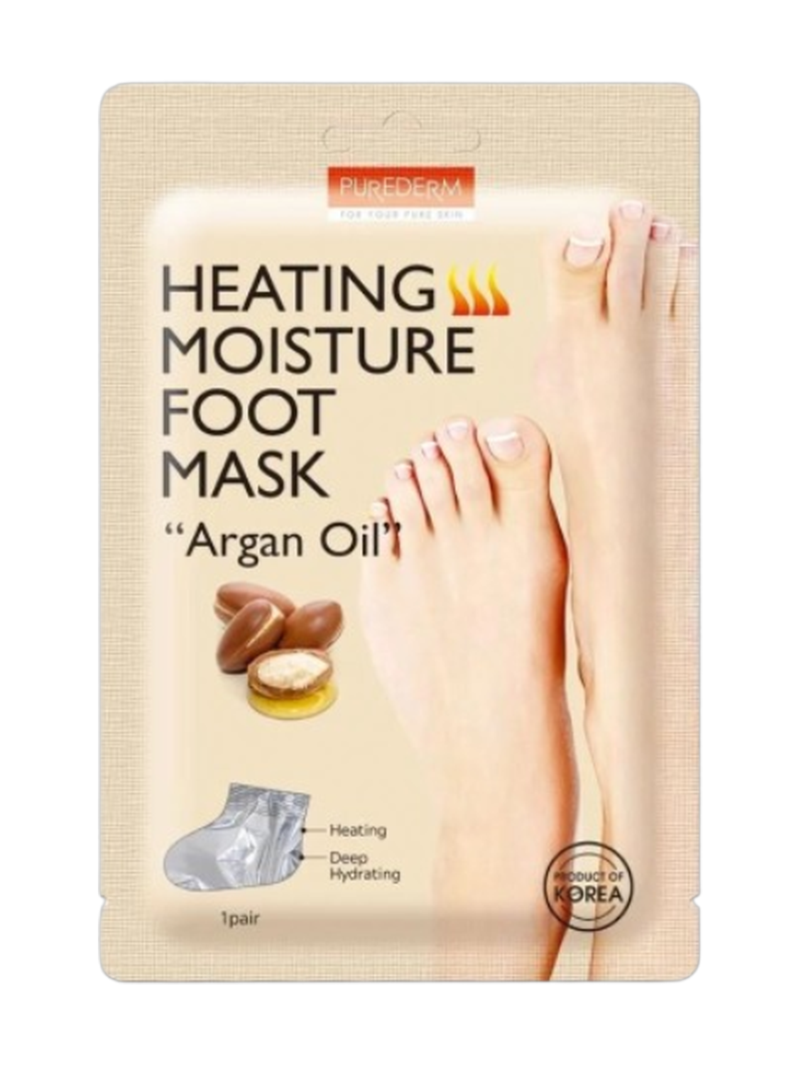 Purederm Heating Moisture Foot Mask Argan Oil 1 Pair 1pair