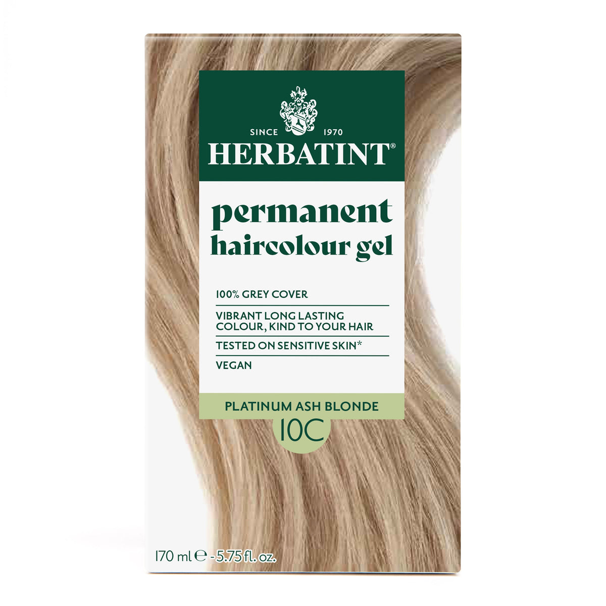Herbatint Permanent Haircolour Gel 10C Platinum Ash Blonde 170Ml