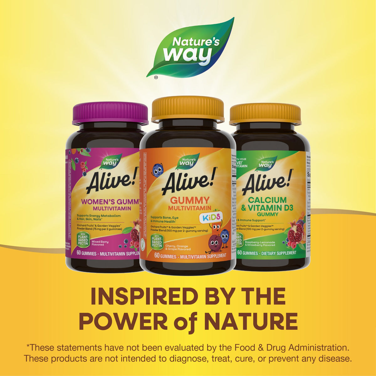 Nature's Way Alive! Kids Gummy Multivitamin Cherry, Orange & Grape 60 Gummies
