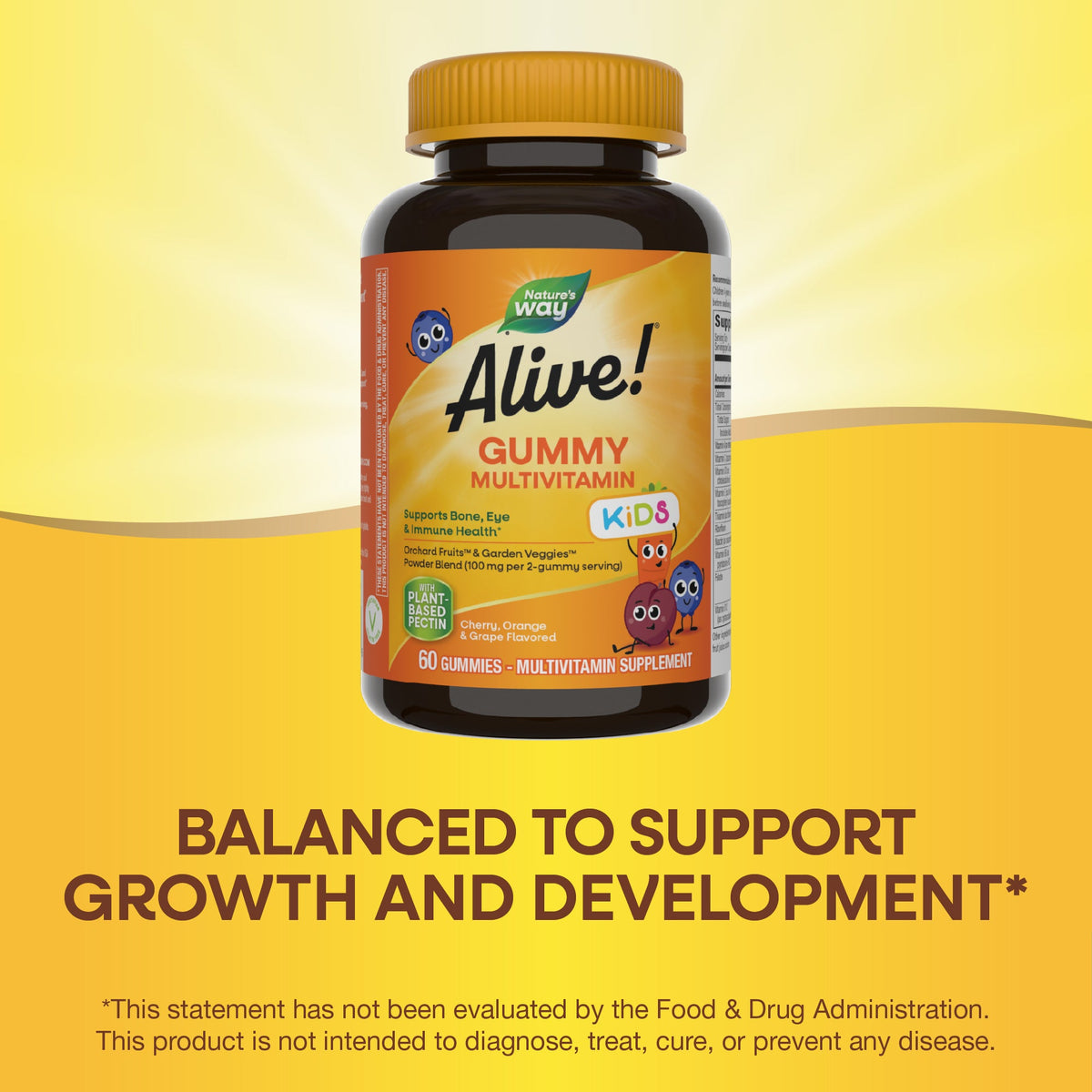 Nature's Way Alive! Kids Gummy Multivitamin Cherry, Orange & Grape 60 Gummies
