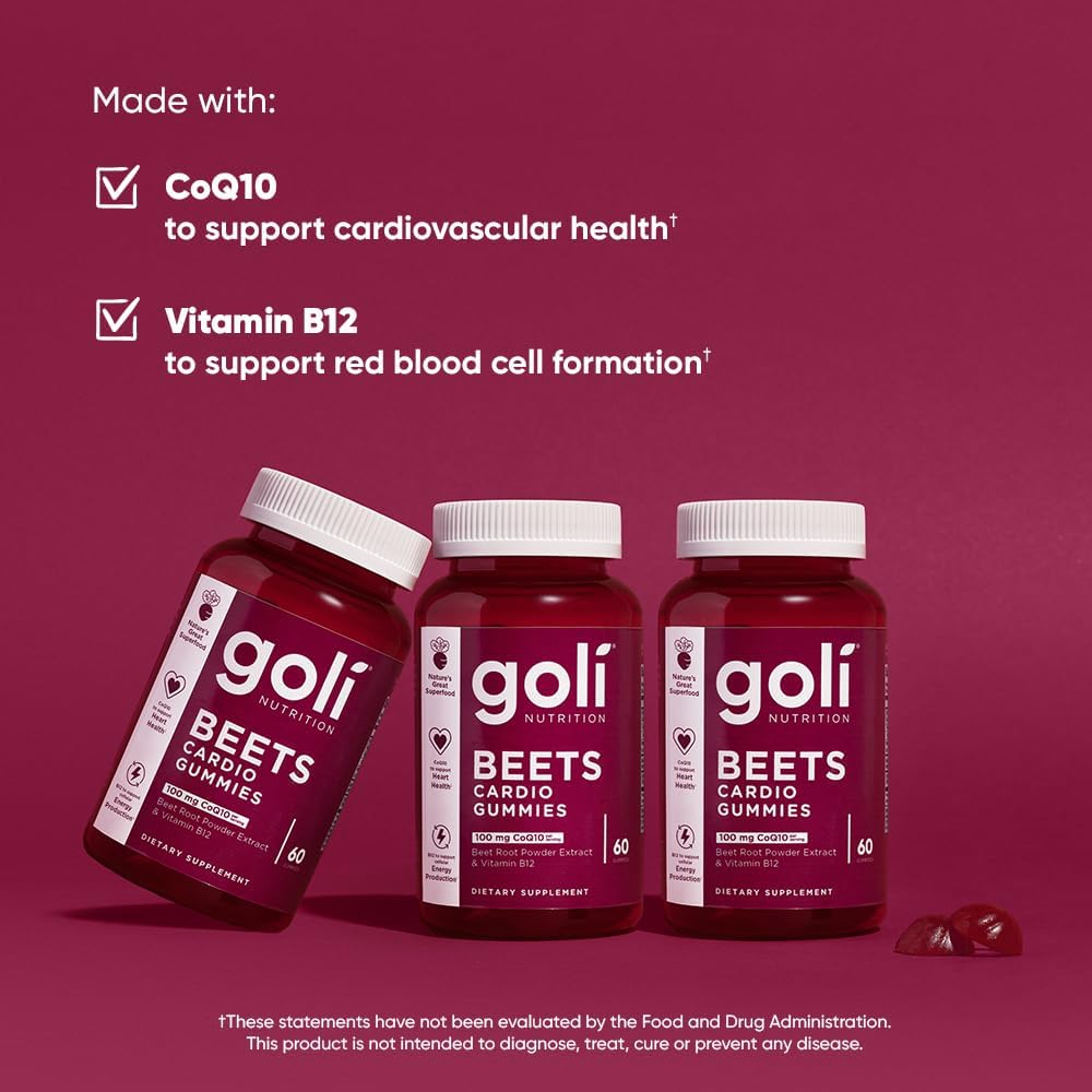 Goli Beets Cardio Gummies 100mg CoQ10 60 Gummies