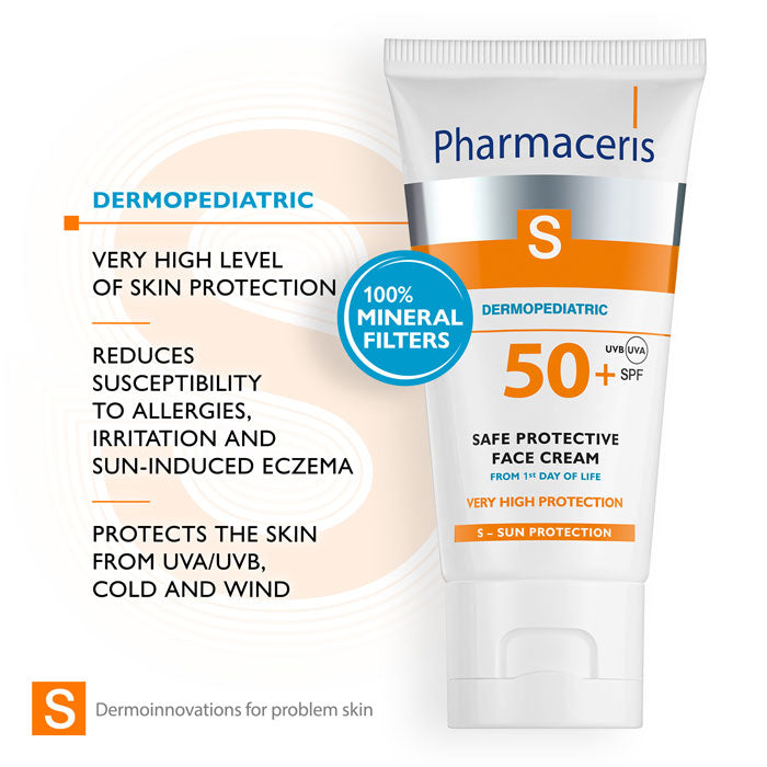 Pharmaceris S Dermopediatric Safe Protective Face Cream SPF50+ From 1st Day Of Life 50Ml