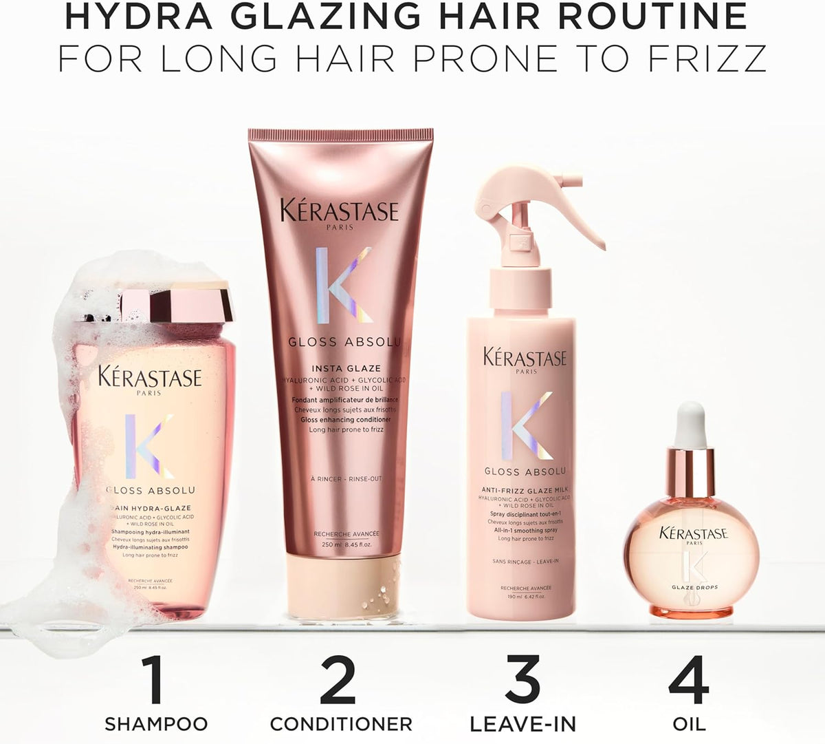 بلسم Kérastase Gloss Absolu Insta Glaze المعزز للمعان مع حمض الهيالورونيك + حمض الجليكوليك + الورد البري بتركيبة زيت 250 مل