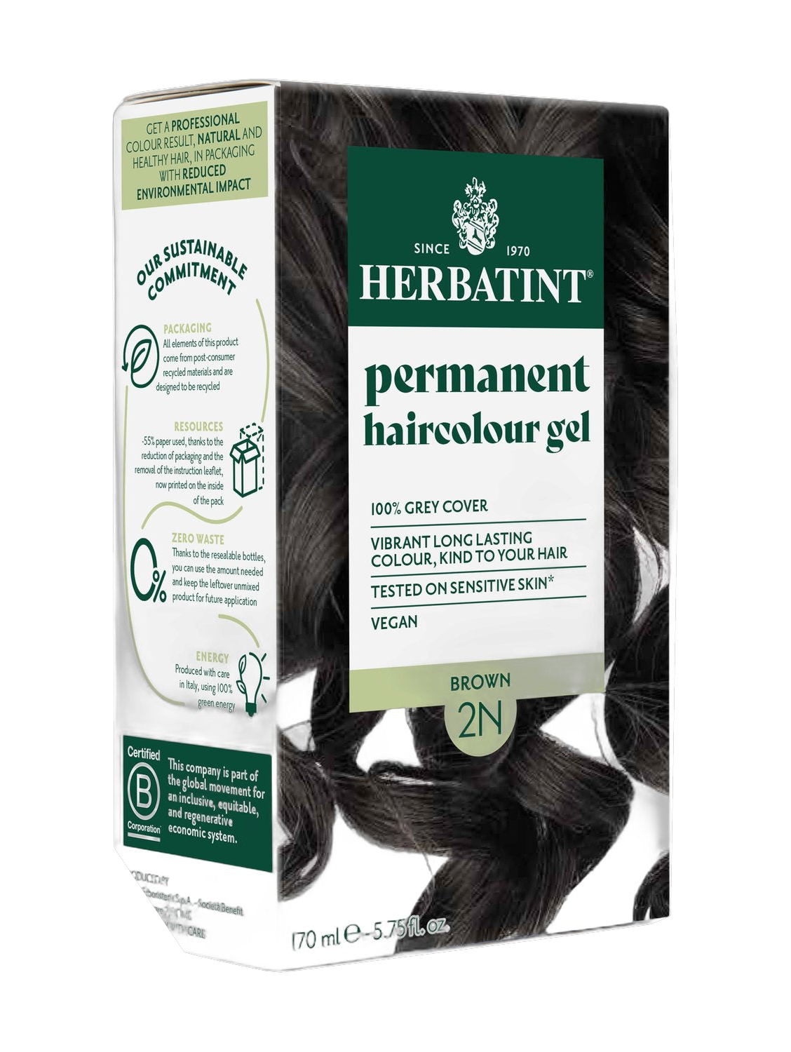 Herbatint Permanent Haircolour Gel 2N Brown 170Ml