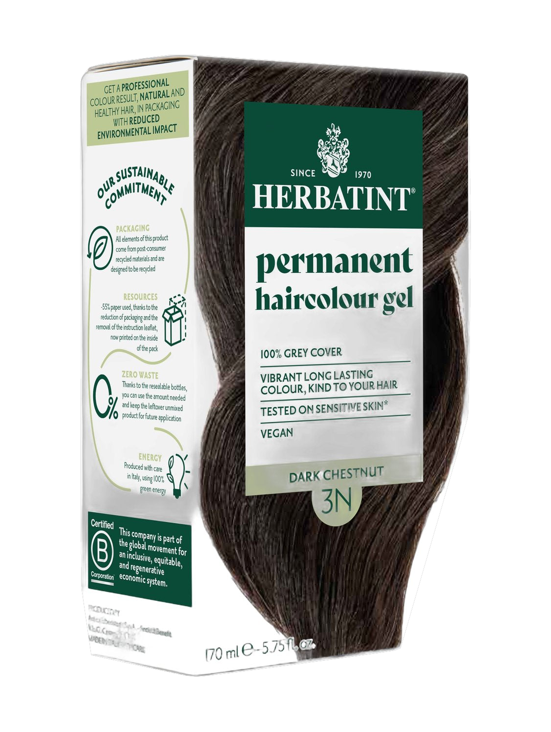 Herbatint Permanent Haircolour Gel 3N Dark Chestnut 170Ml