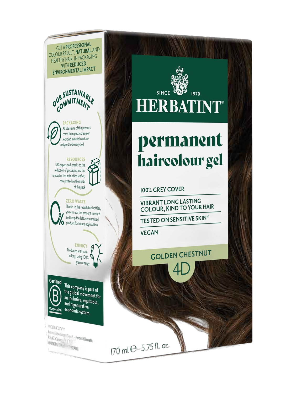 Herbatint Permanent Haircolour Gel 4D Golden Chestnut 170Ml