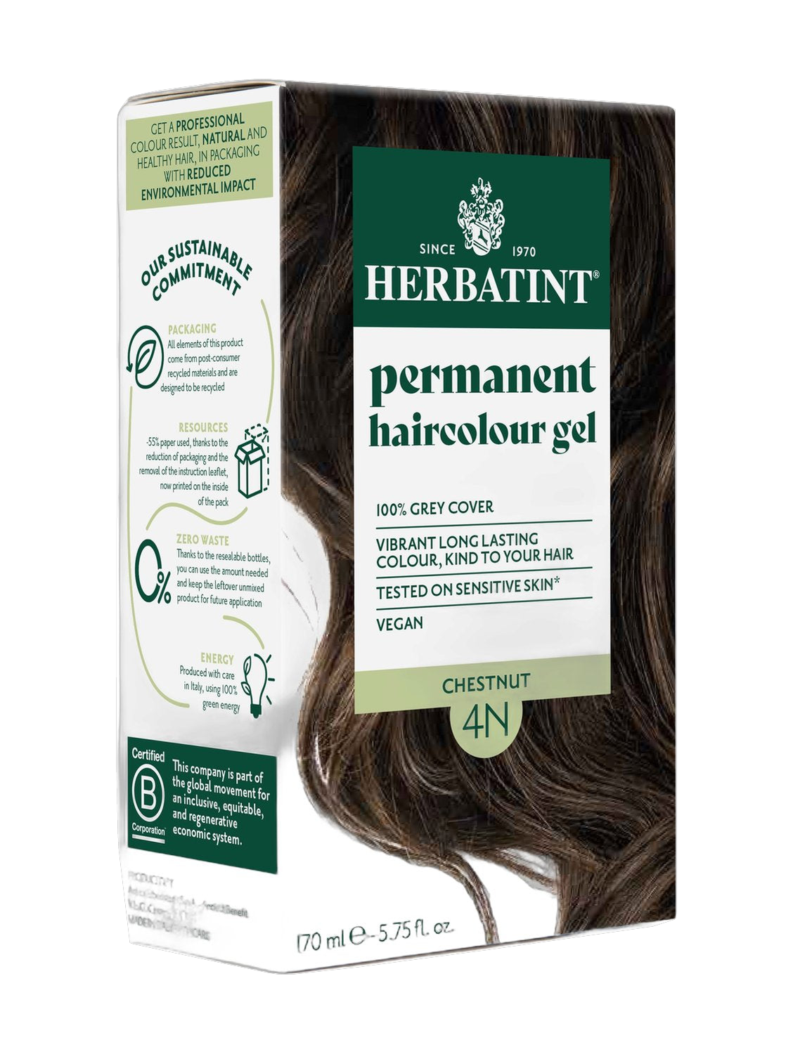 Herbatint Permanent Haircolour Gel 4N Chestnut 170Ml