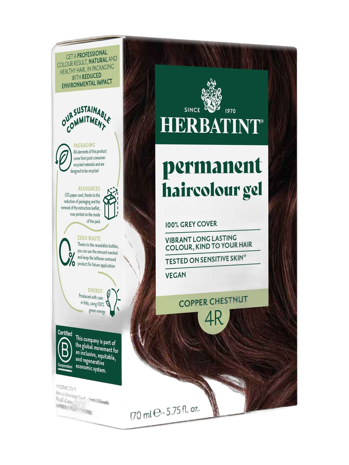 Herbatint Permanent Haircolour Gel 4R Copper Chestnut 170Ml