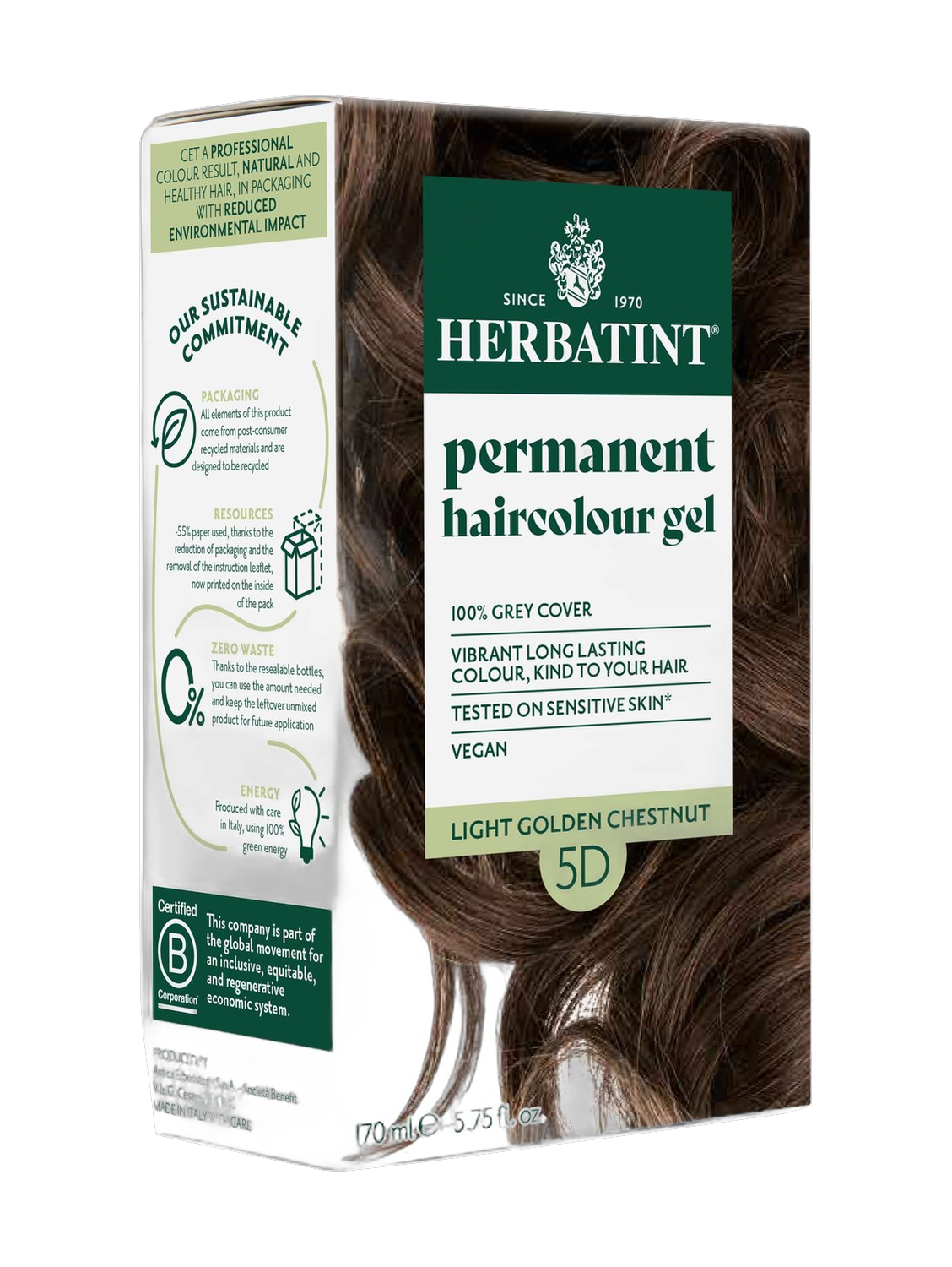 Herbatint Permanent Haircolour Gel 5D Light Golden Chestnut 170Ml