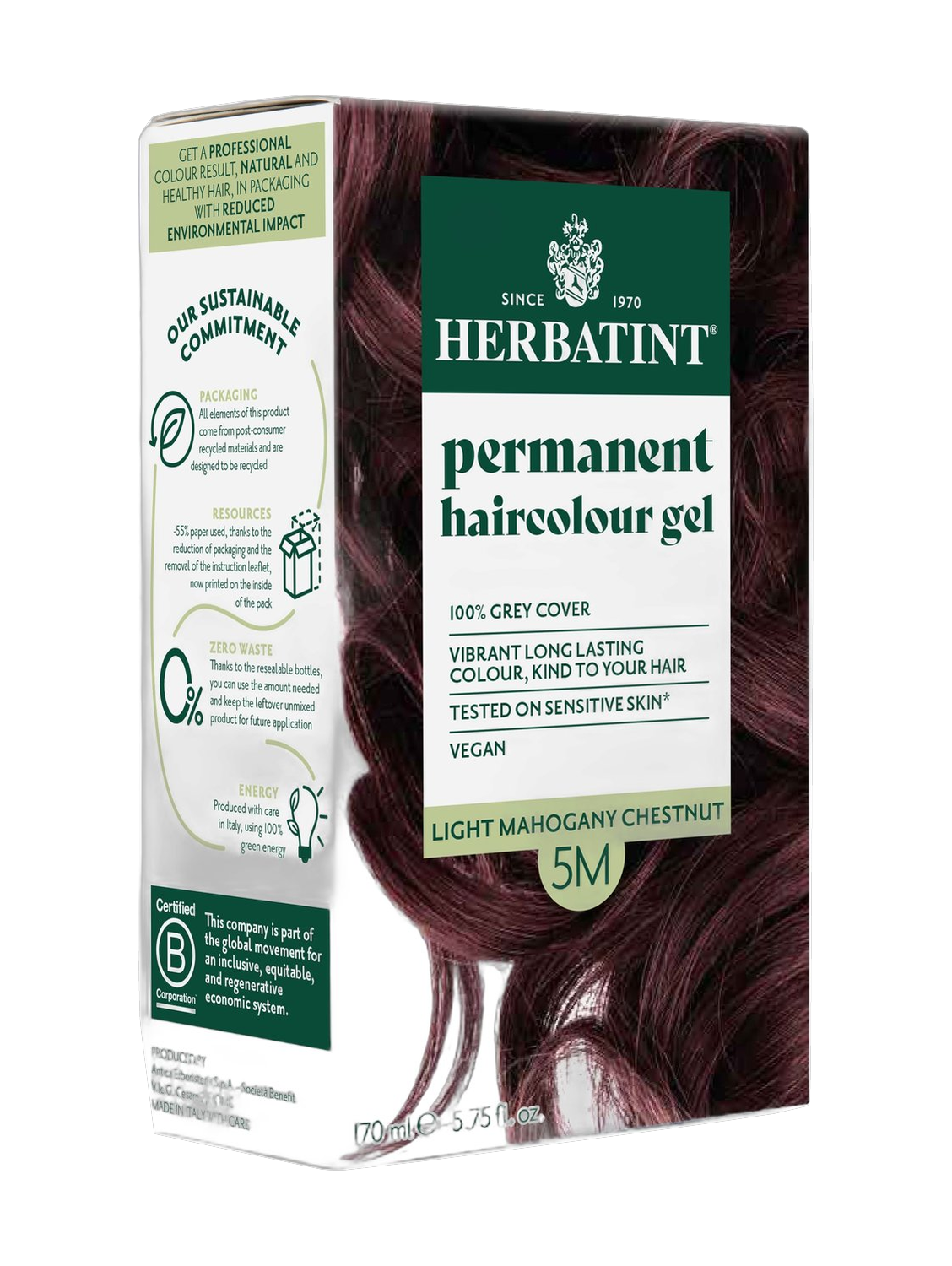 Herbatint Permanent Haircolour Gel 5M Light Mahogany Chestnut 170Ml