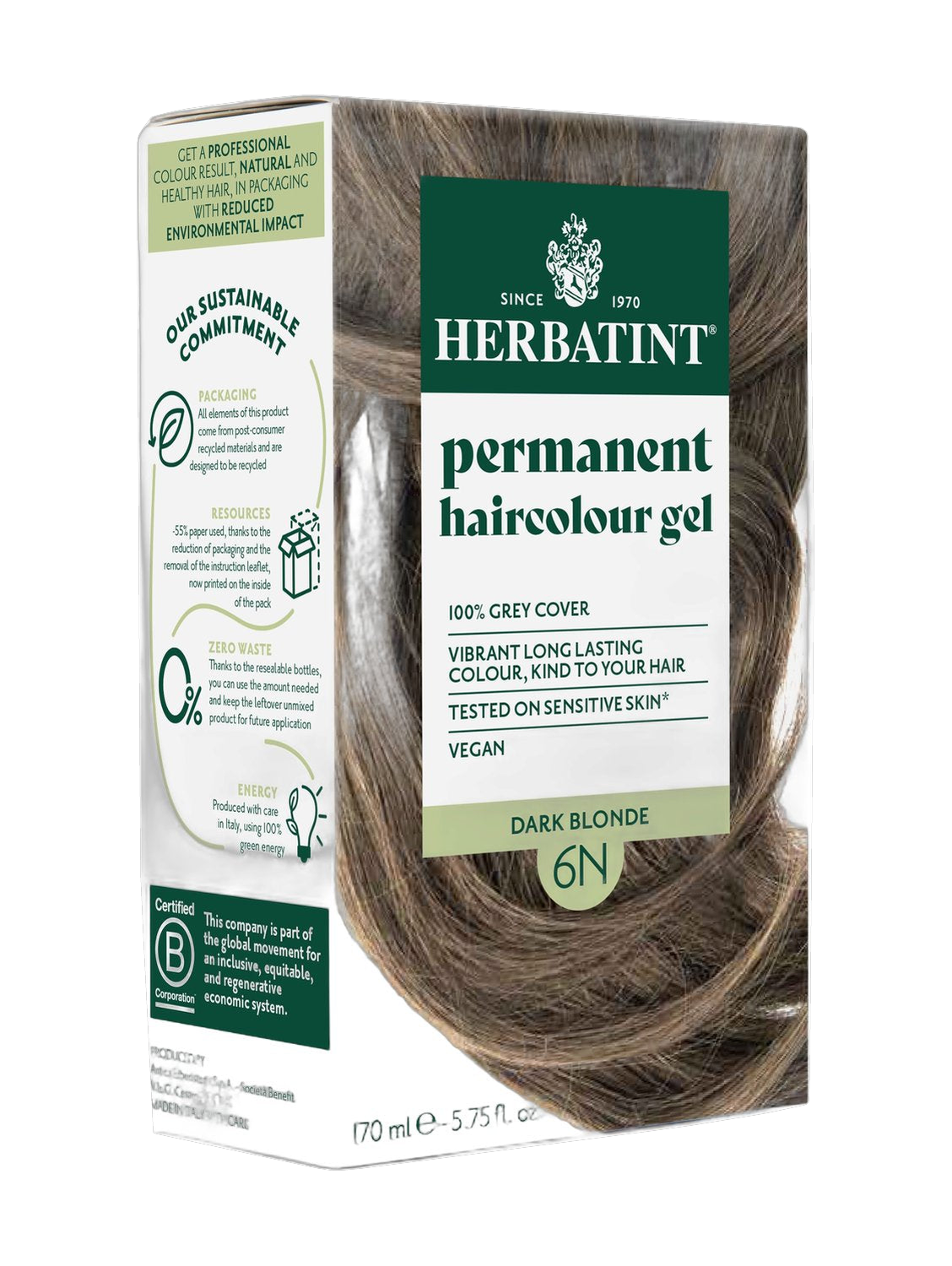 Herbatint Permanent Haircolour Gel 6N Dark Blonde 170Ml