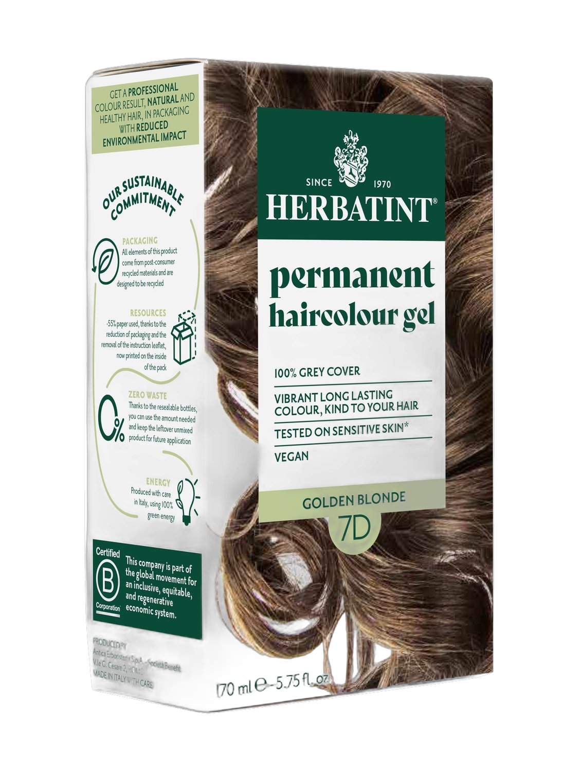 Herbatint Permanent Haircolour Gel 7D Golden Blonde 170Ml