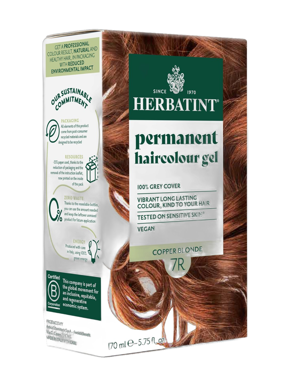 Herbatint Permanent Haircolour Gel 7R Copper Blonde 170Ml