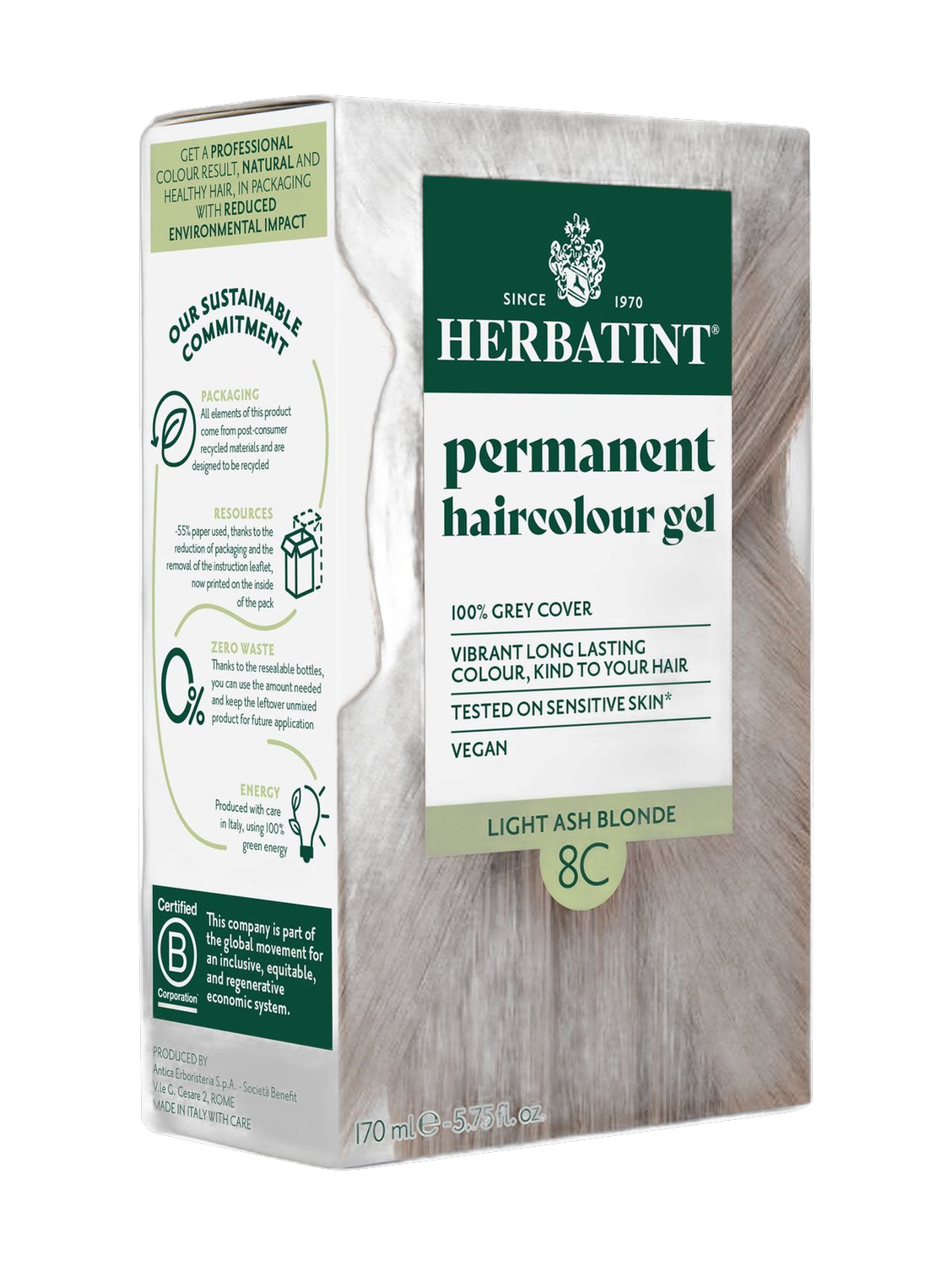 Herbatint Permanent Haircolour Gel 8C Light Ash Blonde 170Ml