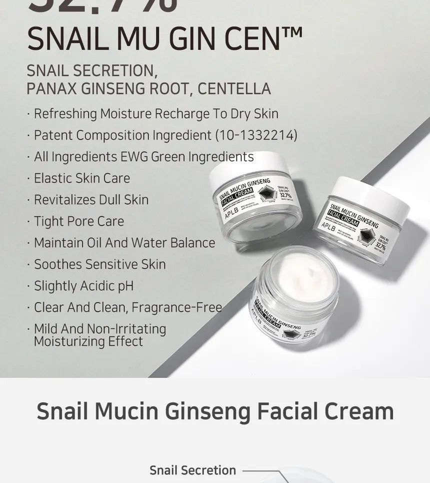 APLB Snail Mucin Ginseng Facial Cream 55Ml