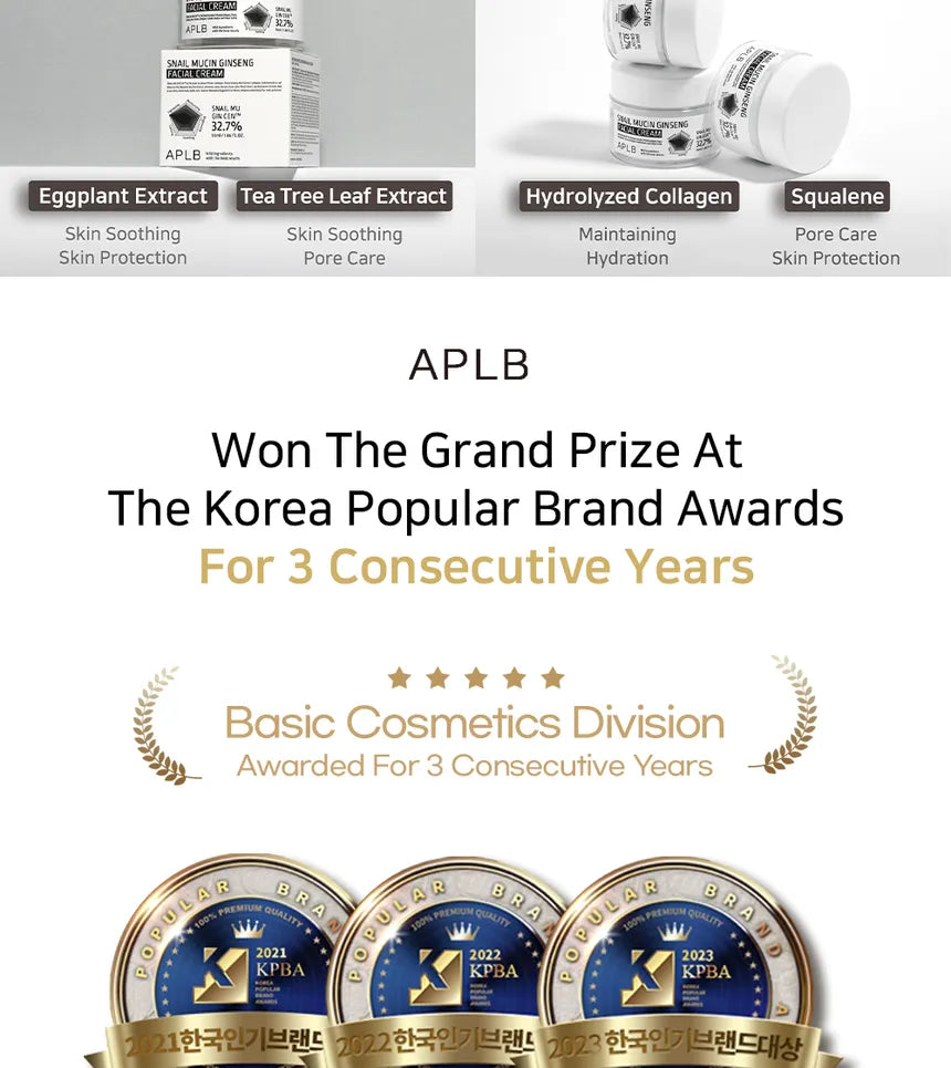 APLB Snail Mucin Ginseng Facial Cream 55Ml