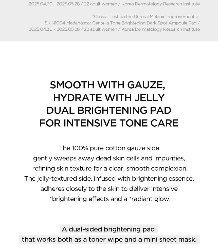 SKIN1004 Madagascar Centella Tone Brightening Dark Spot Ampoule Pad 60Pads