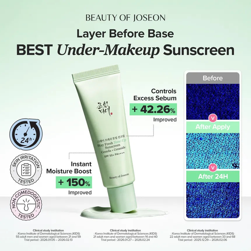 Beauty Of Joseon Stay Fresh Tone Up (Purple) SunScreen Spf50 Pa++++ 50Ml