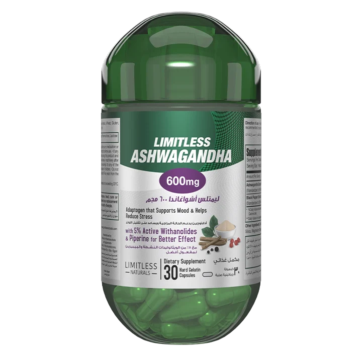 Limitless Ashwagandha 600mg With 5% Withanolides & Piperine 30capsules