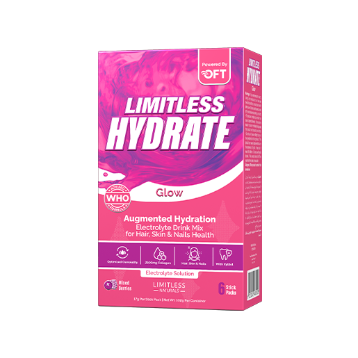 Limitless Hydrate Glow Electrolyte Drink Mix With 2500mg Collagen Mixed Berries 6Sticks