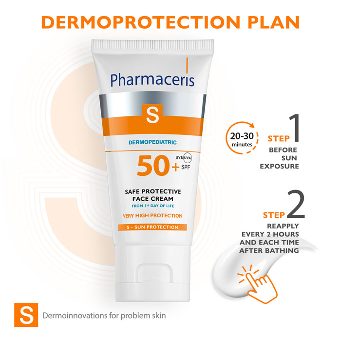 Pharmaceris S Dermopediatric Safe Protective Face Cream SPF50+ From 1st Day Of Life 50Ml