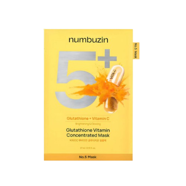 Numbuzin No.5+ قناع الجلوتاثيون بالفيتامينات المركزة قطعة واحدة