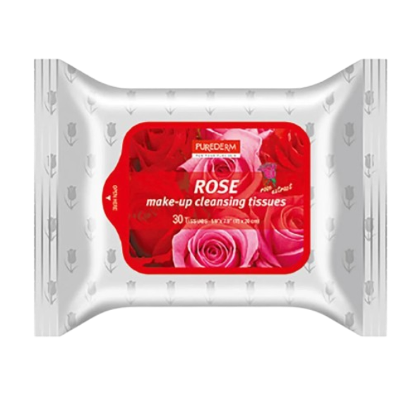 Purederm Rose Make-up Cleansing Tissues 30pcs