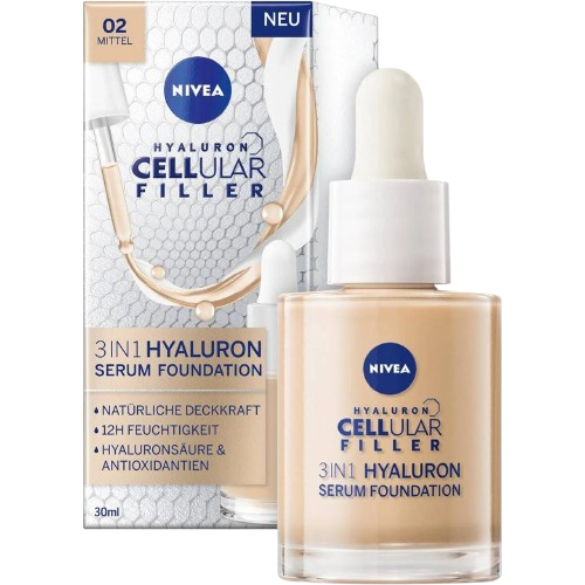 Nivea Cellular Hyaluron 3in1 Serum Foundation 02 Mittel 30Ml