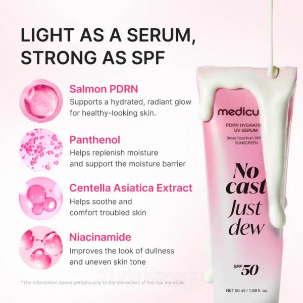 Medicube PDRN Hydrating Sun Serum SPF50+PA++++ No Cast Just Dew 50Ml