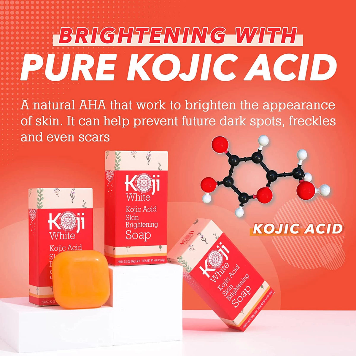 Koji White Kojic Acid Skin Brightening Soap *2Bars 80g