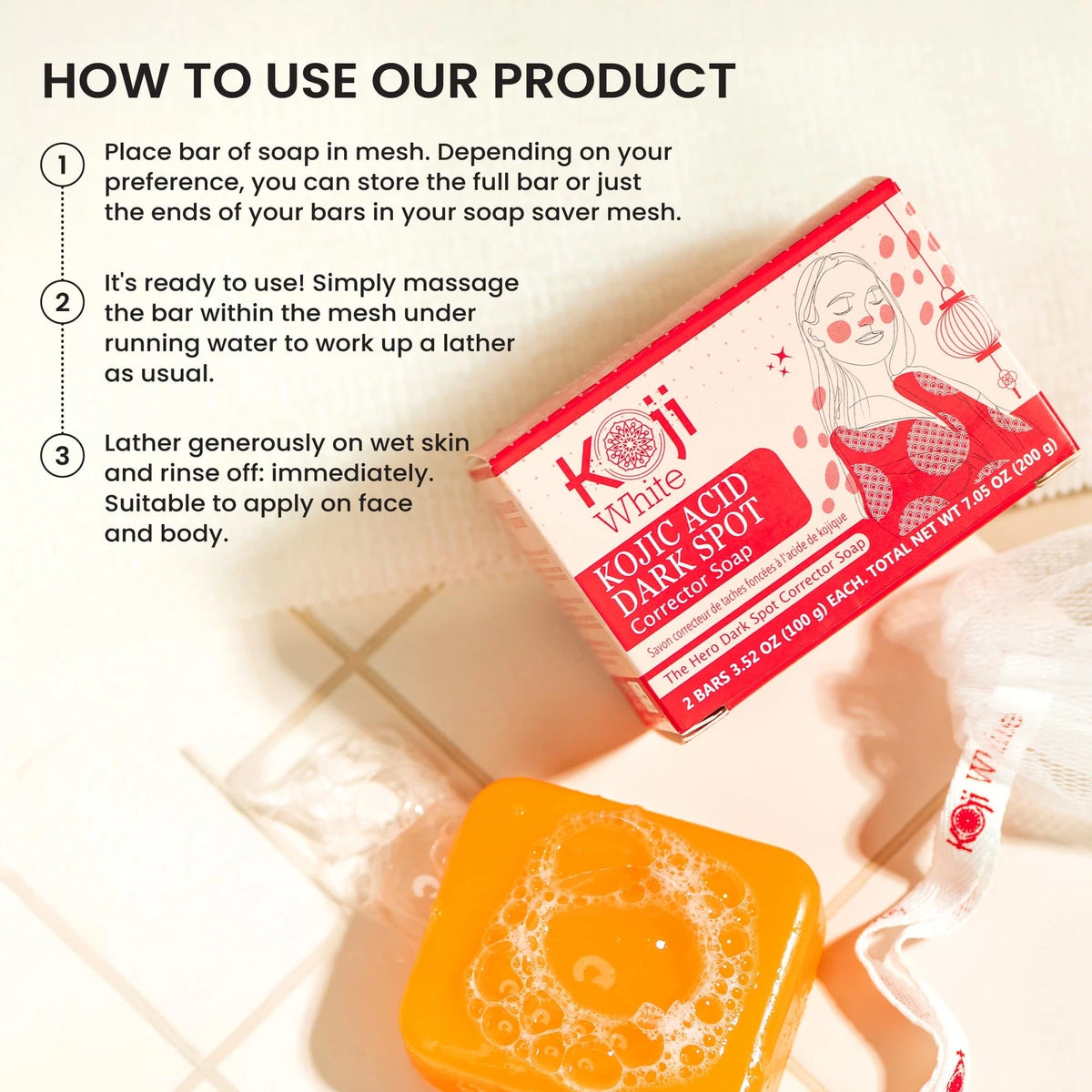 Koji White Kojic Acid Dark Spot Corrector Soap 2Pcs 200g