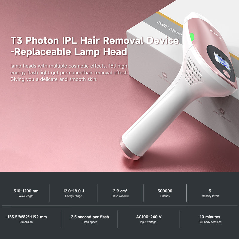 Mlay T3 IPL Hair Removal Device - Rose Gold